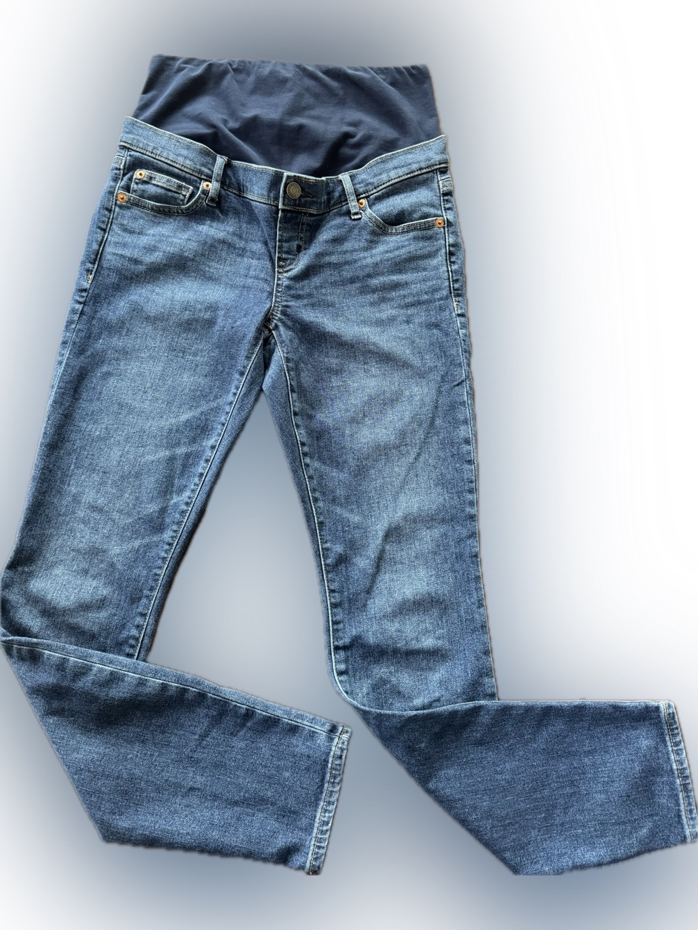 GAP MATERNITY JEANS COTTON DENIM TRUE SKINNY DARK INDIGO Full Panel 27 4R 602303